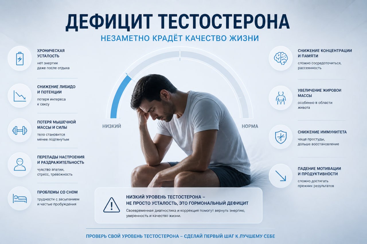 Визуальные признаки дефицита тестостерона